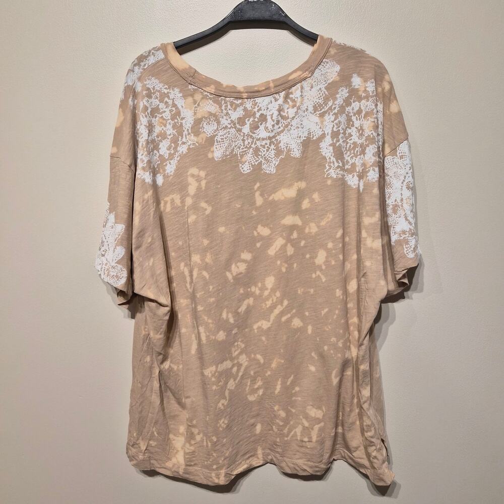 Anthropologie Pilcro Doiley Boyfriend Tee Lace Tan and White XL Short Sleeve - Picture 5 of 6